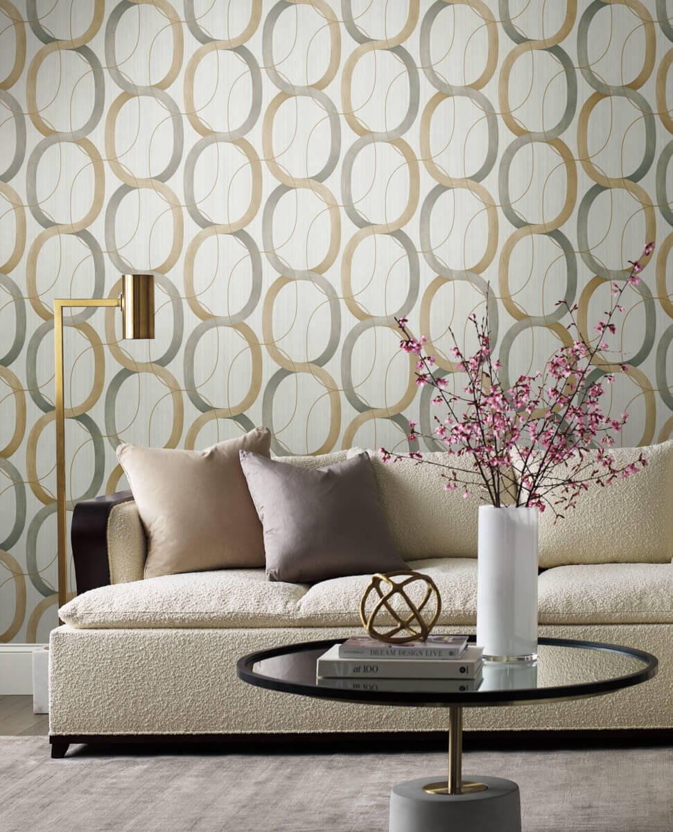 Candice Olson Modern Nature Interlock Wallpaper Sample - Dark Taupe