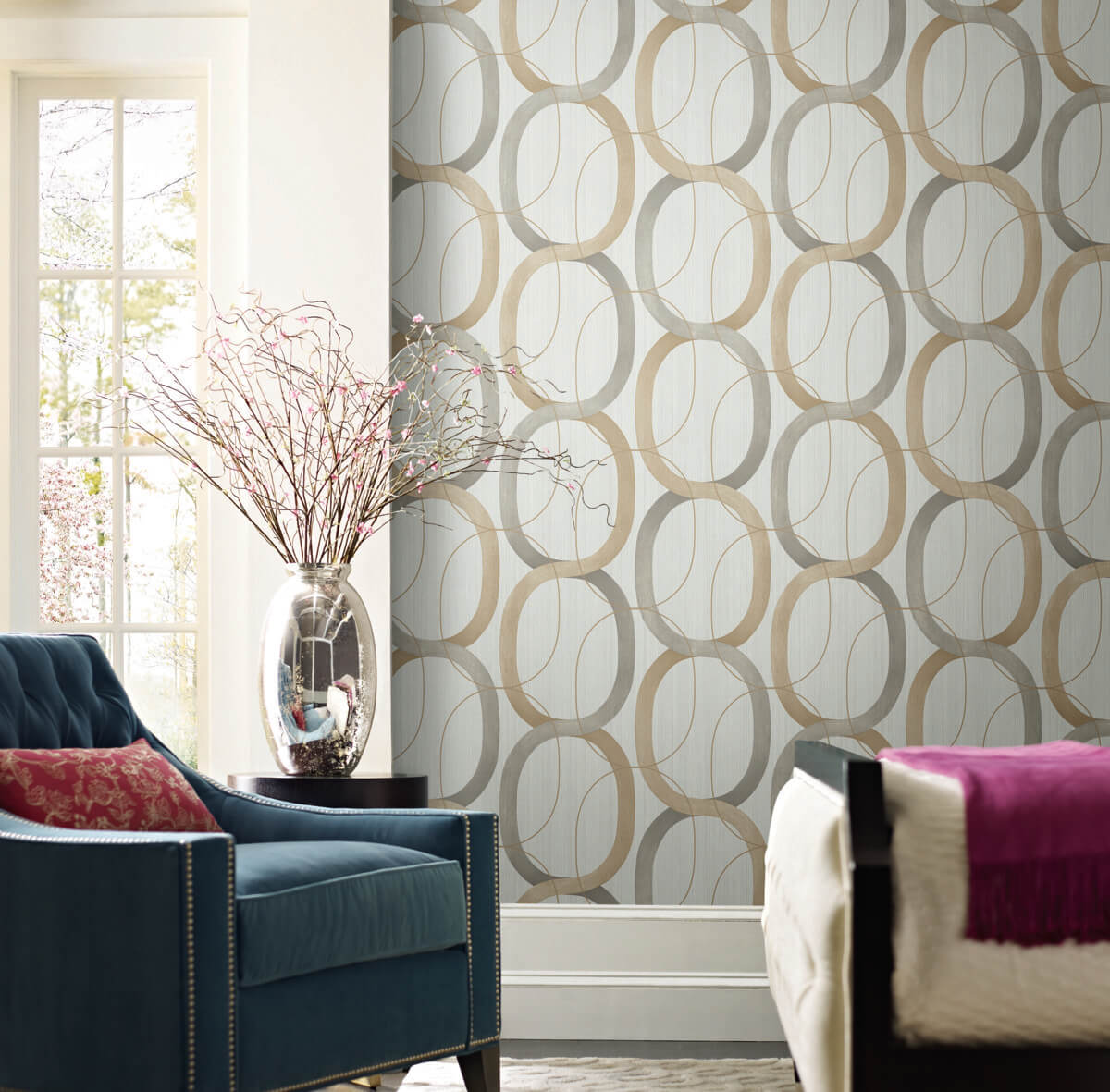 Candice Olson Modern Nature Interlock Wallpaper Sample - Dark Taupe