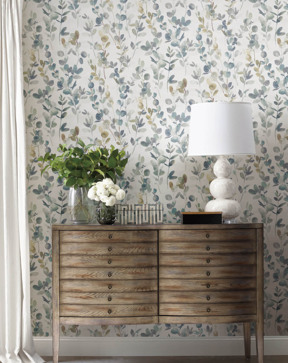 Candice Olson Modern Nature Joyful Eucalyptus Wallpaper - Turquoise