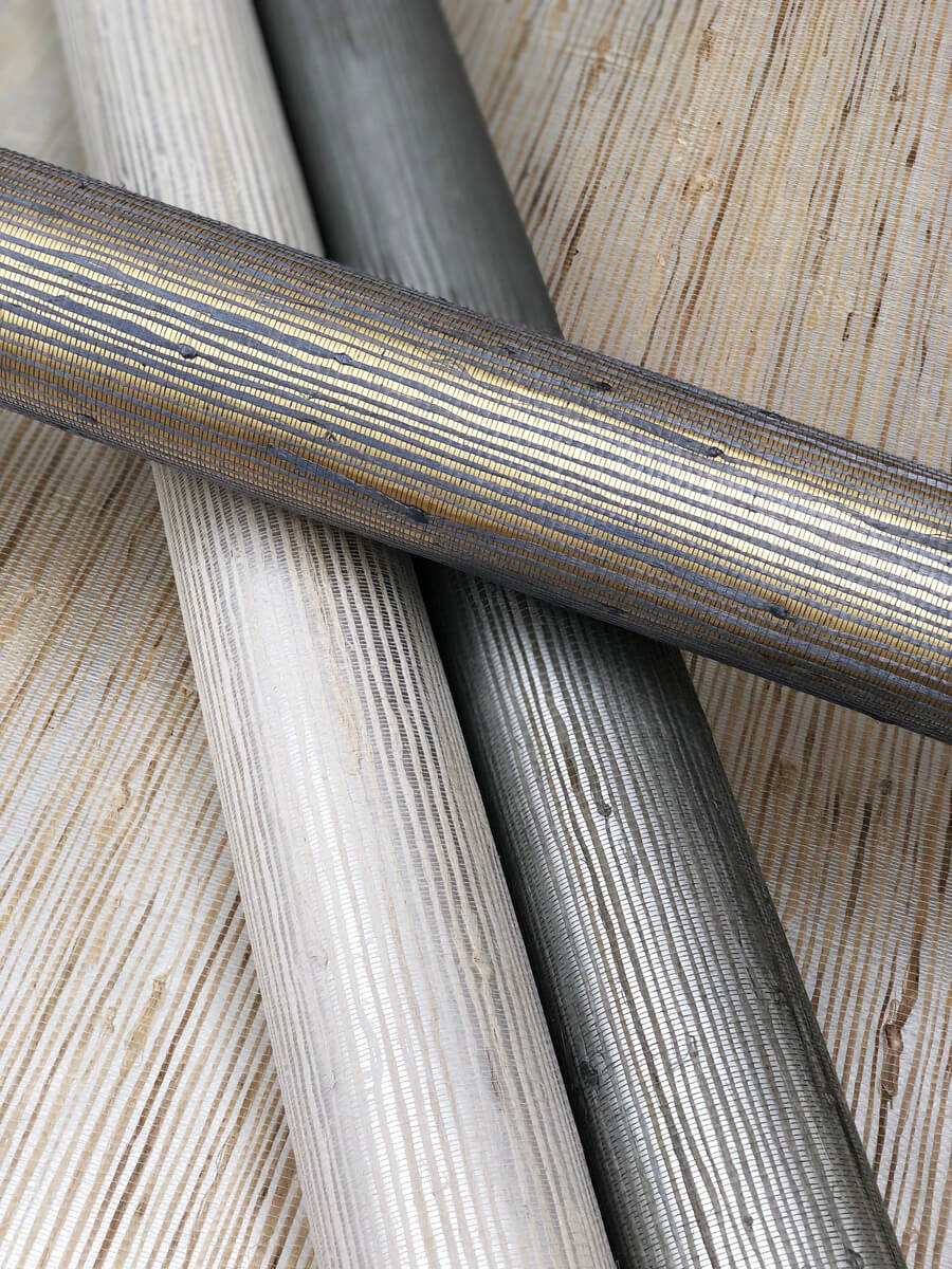Candice Olson Modern Nature Metallic Jute Wallpaper Sample - Blue & Gold