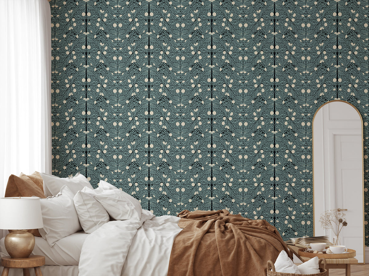 Mitchell Black The Signature Collection Orange Grove Wallpaper Sample - Blue & Cream
