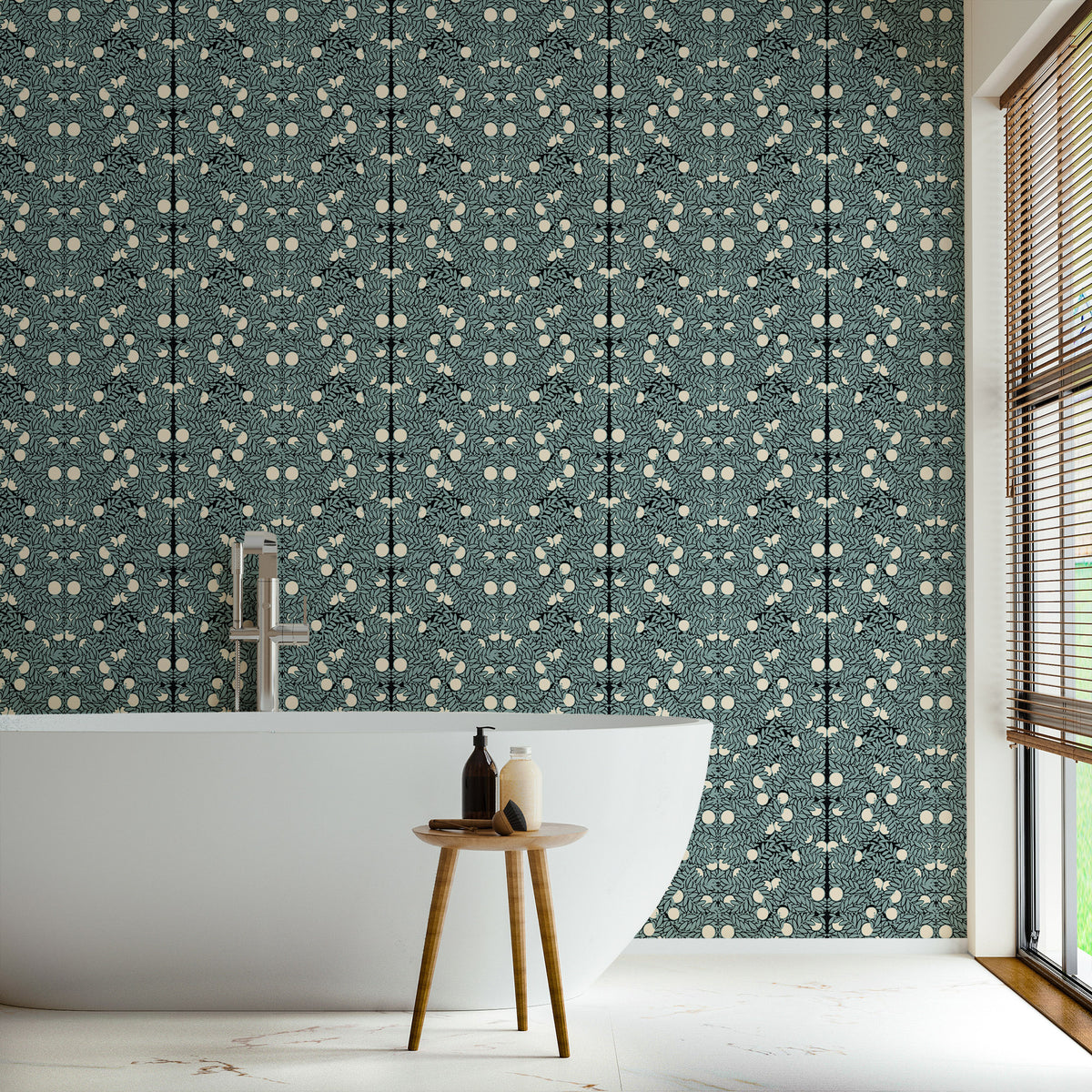 Mitchell Black The Signature Collection Orange Grove Wallpaper Sample - Blue & Cream