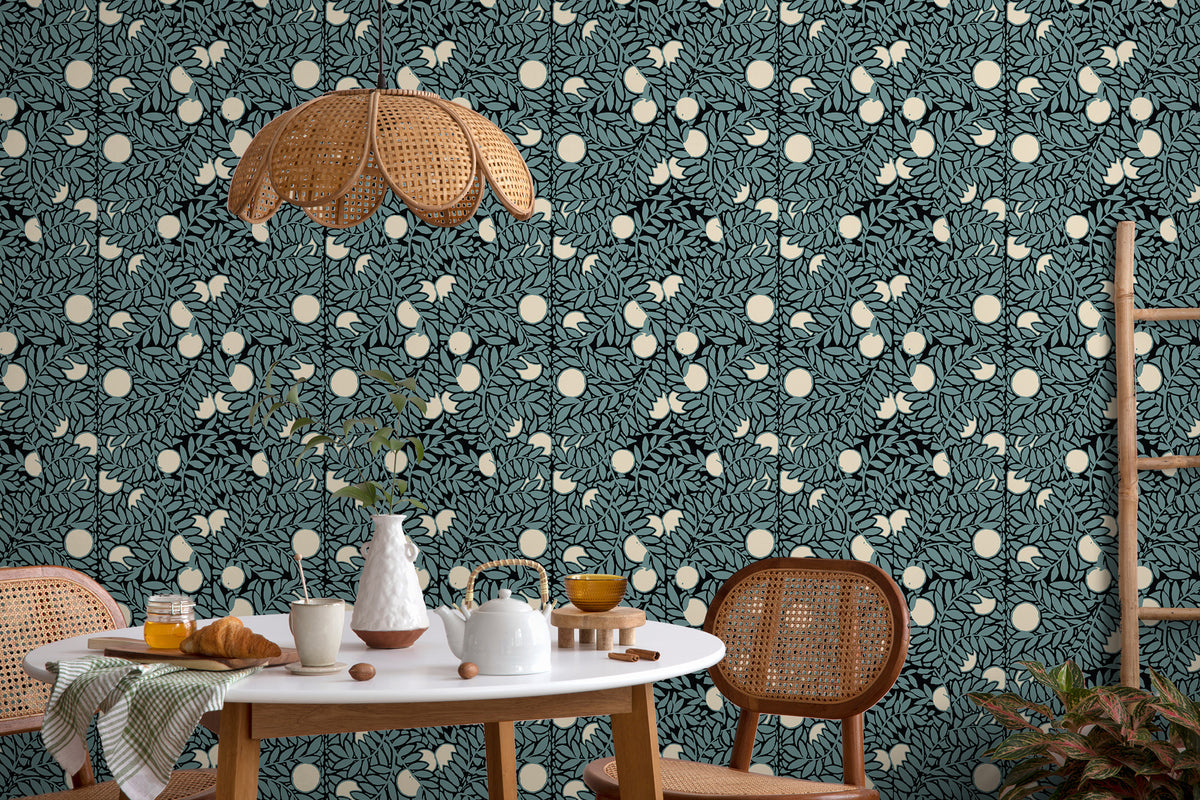 Mitchell Black The Signature Collection Orange Grove Wallpaper Sample - Blue & Cream