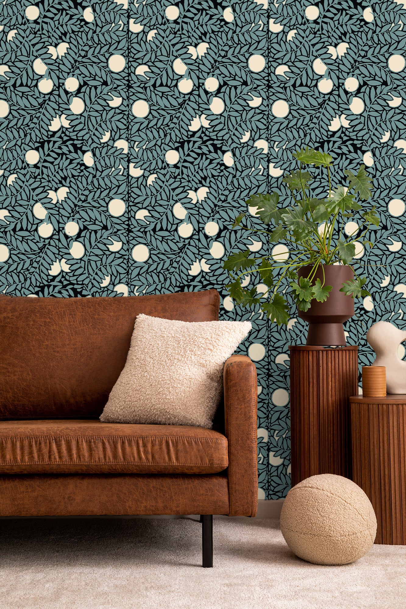 Mitchell Black The Signature Collection Orange Grove Wallpaper - Blue & Cream