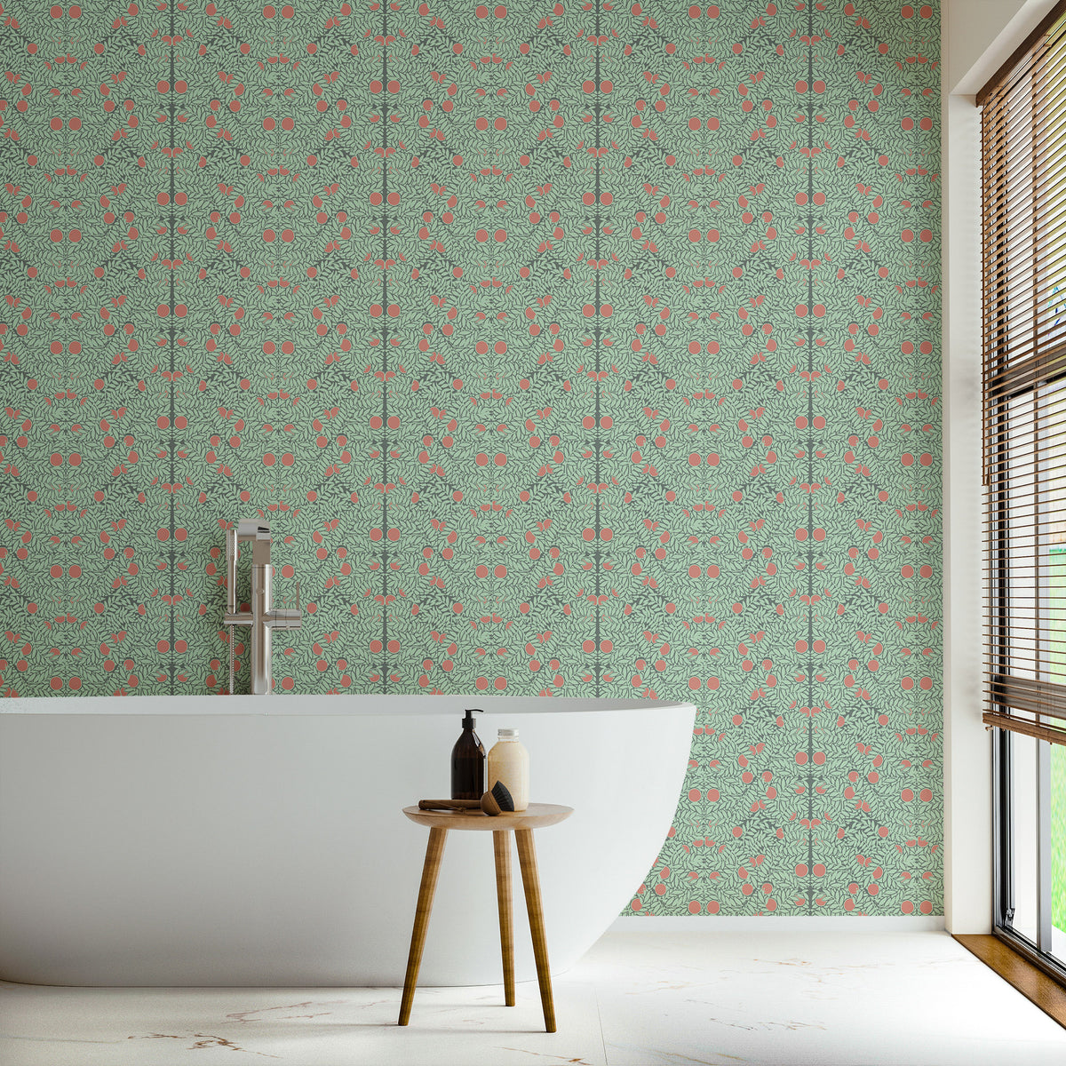 Mitchell Black The Signature Collection Orange Grove Wallpaper Sample - Mint & Coral