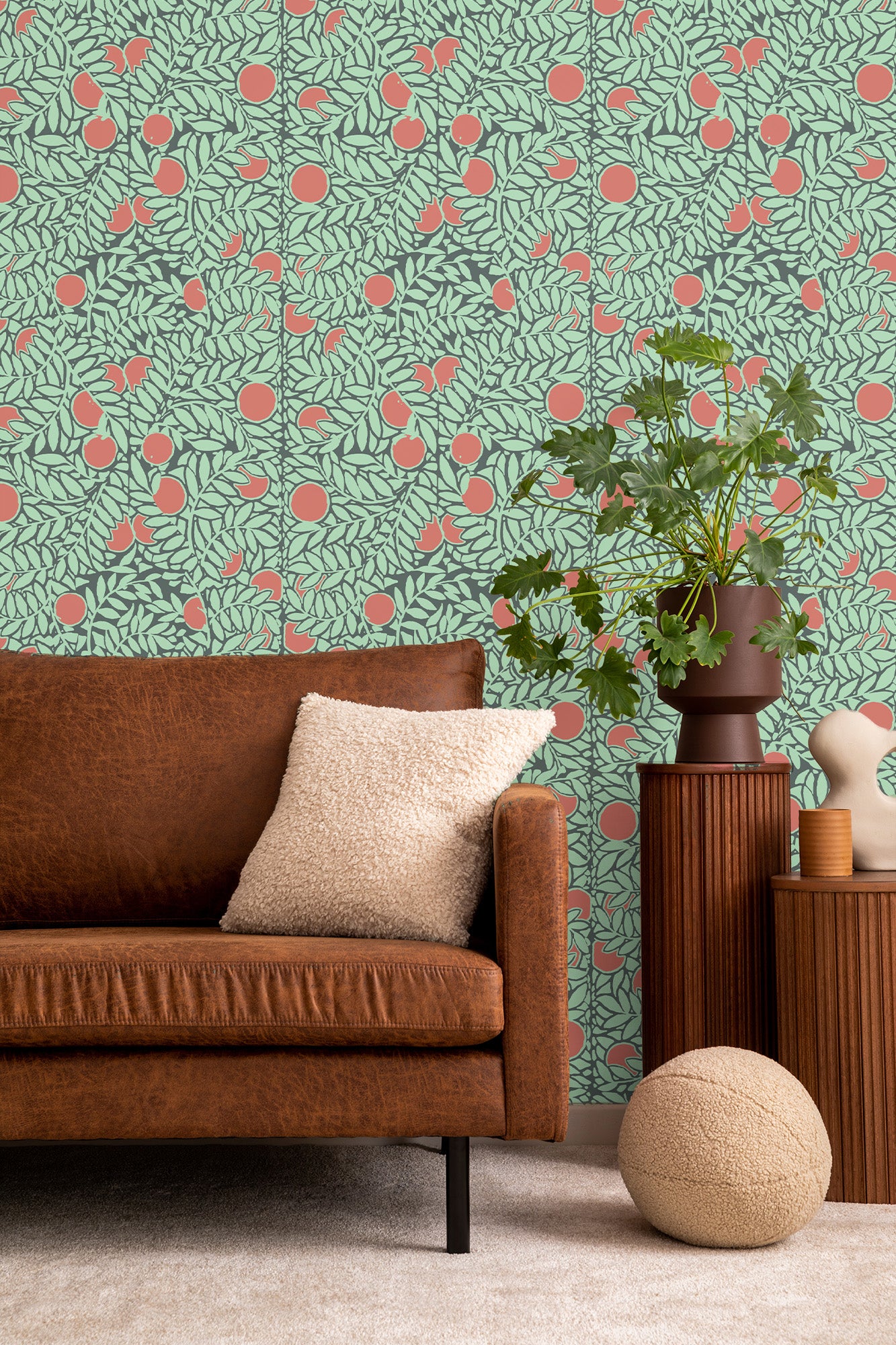 Mitchell Black The Signature Collection Orange Grove Wallpaper - Mint & Coral