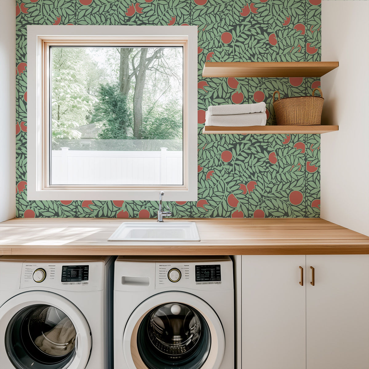 Mitchell Black The Signature Collection Orange Grove Wallpaper Sample - Mint & Coral