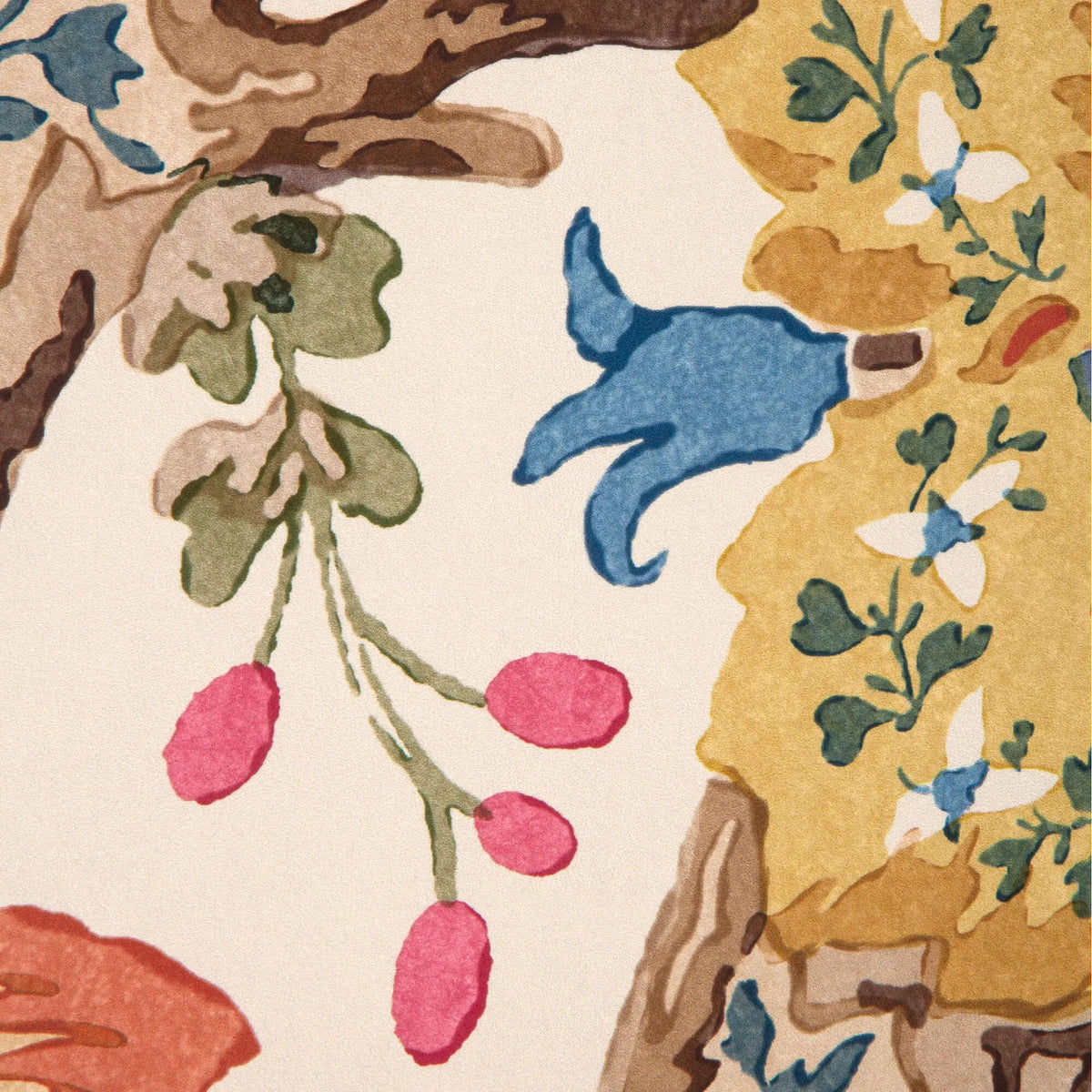 Lee Jofa Tree of Life Wallpaper Sample - Denim & Berry