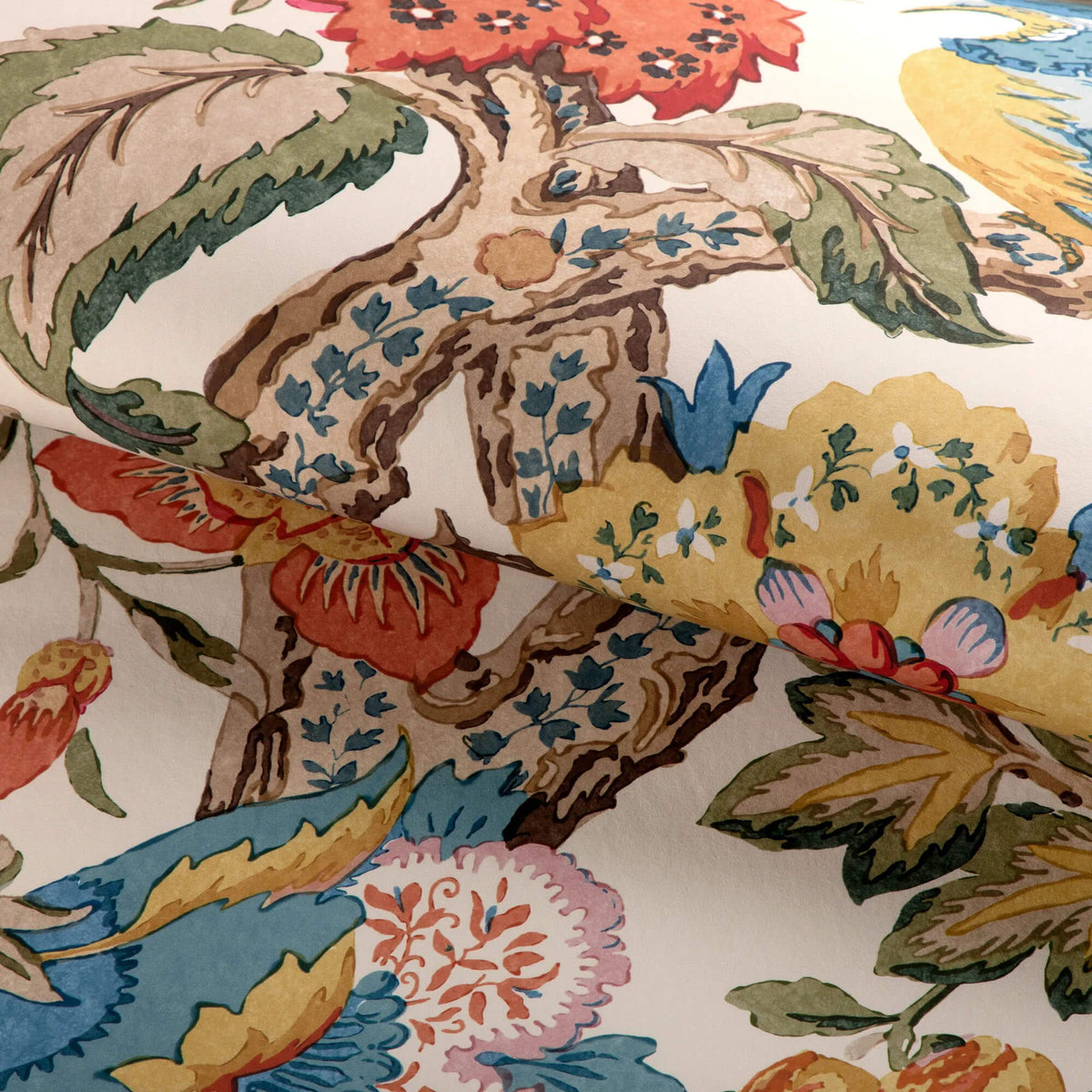 Lee Jofa Tree of Life Wallpaper Sample - Denim & Berry