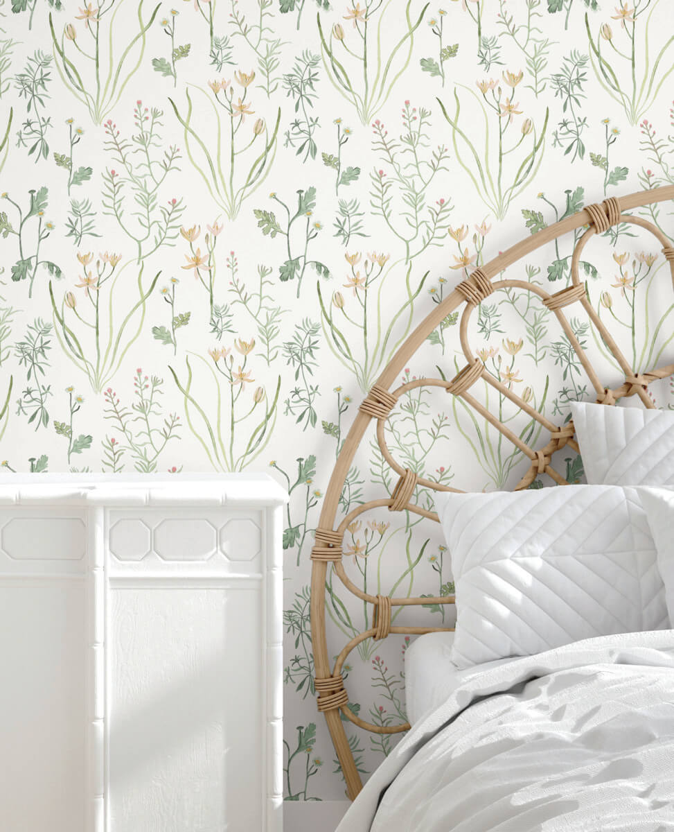 York Watercolor Botanicals Alpine Botanical Peel & Stick Wallpaper Sample - Peach