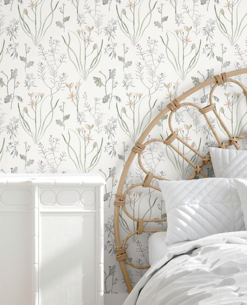 York Watercolor Botanicals Alpine Botanical Peel & Stick Wallpaper Sample - Lavender