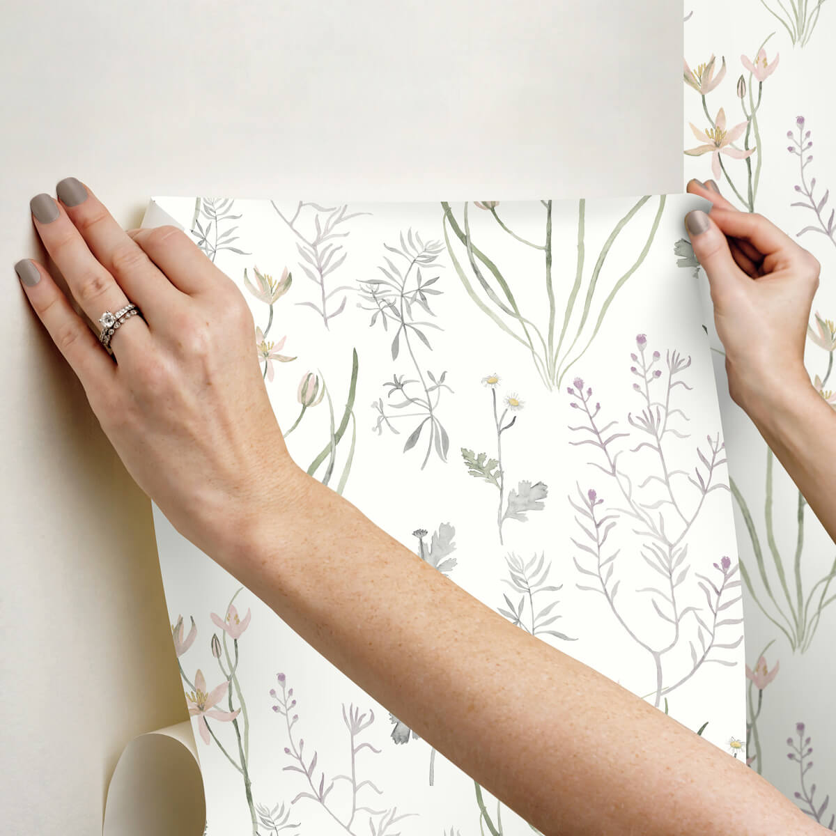 York Watercolor Botanicals Alpine Botanical Peel & Stick Wallpaper Sample - Lavender