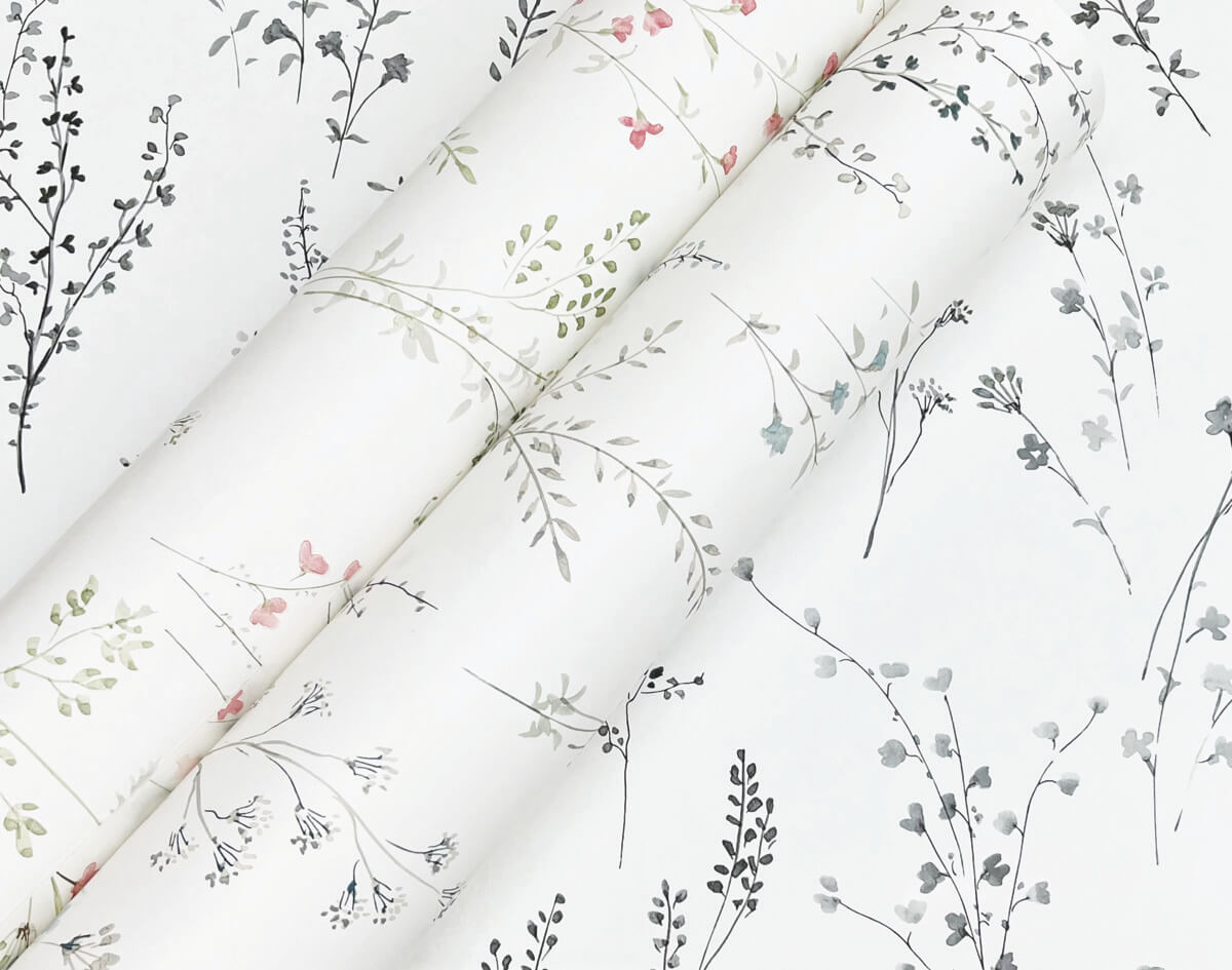 York Watercolor Botanicals Wildflower Sprigs Peel & Stick Wallpaper Sample - Multicolor