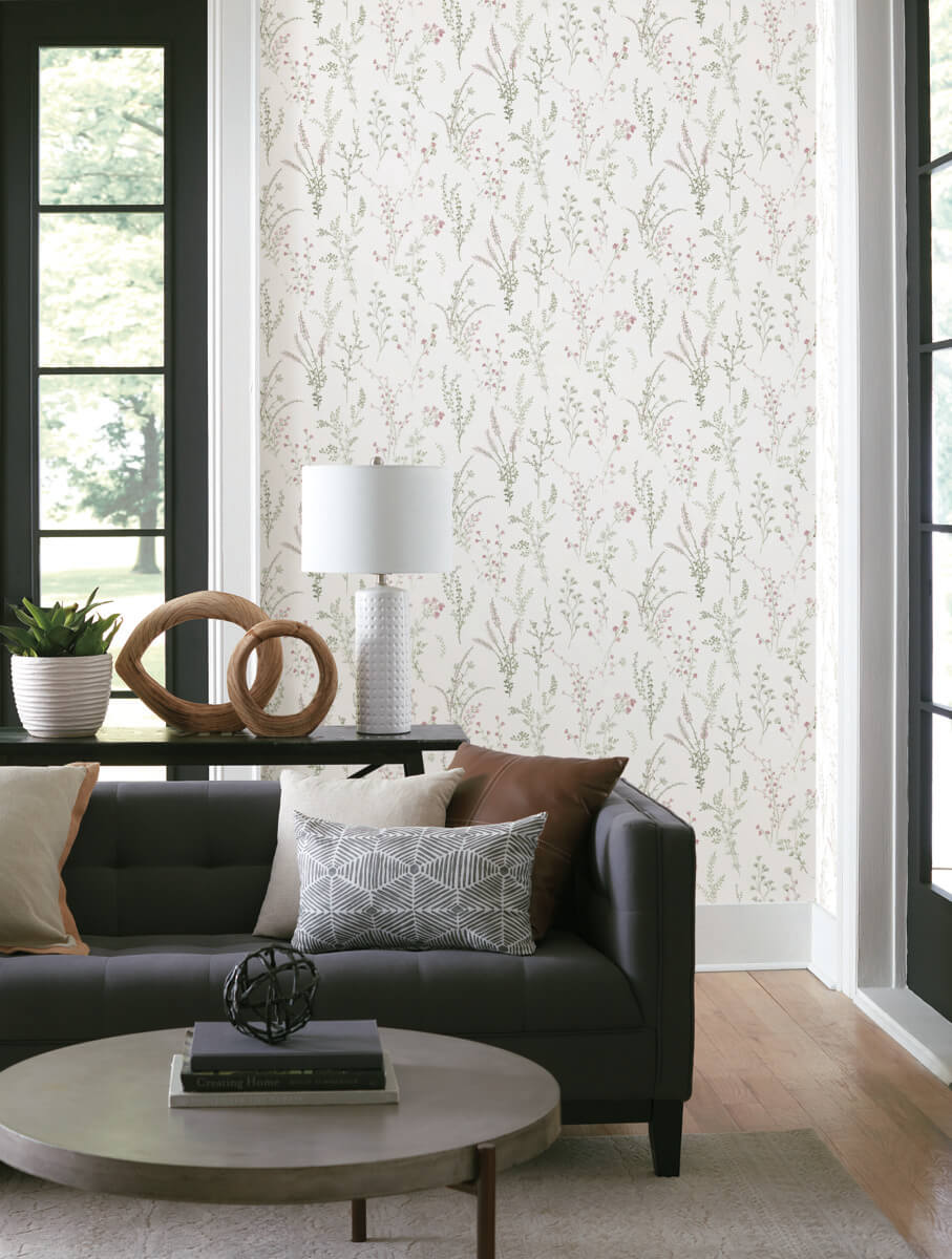 York Watercolor Botanicals Wildflower Sprigs Peel & Stick Wallpaper Sample - Multicolor