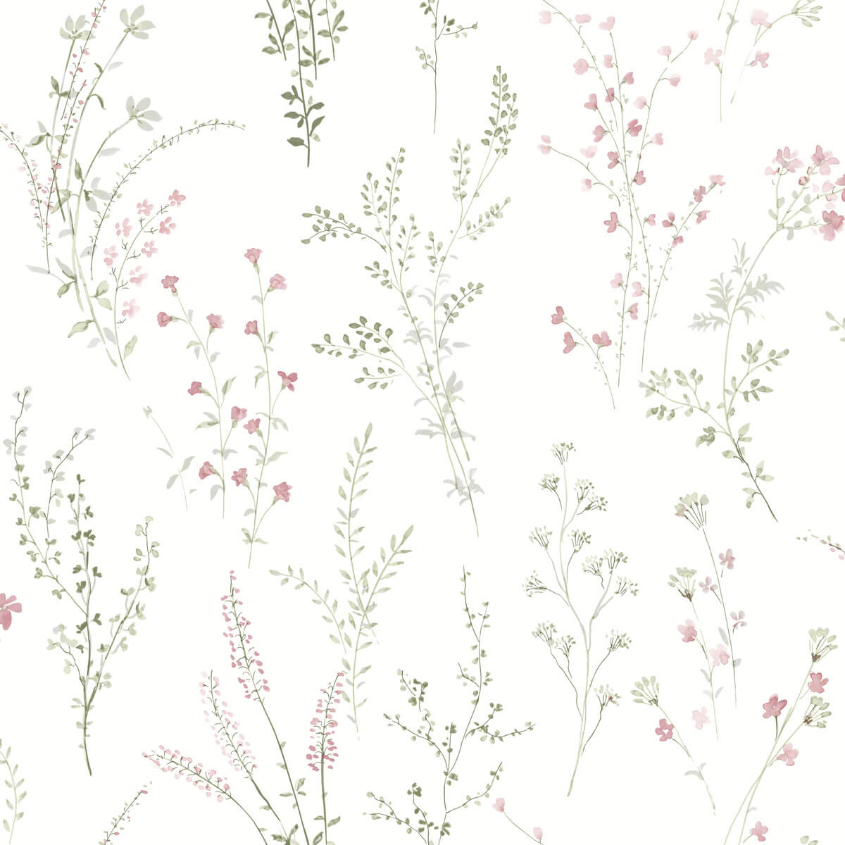 York Watercolor Botanicals Wildflower Sprigs Peel & Stick Wallpaper Sample - Multicolor