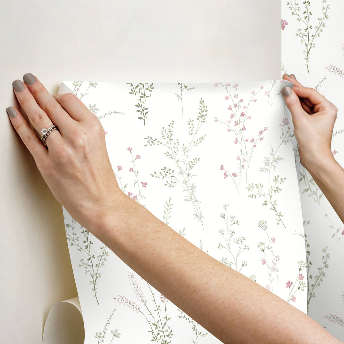 York Watercolor Botanicals Wildflower Sprigs Peel & Stick Wallpaper Sample - Multicolor