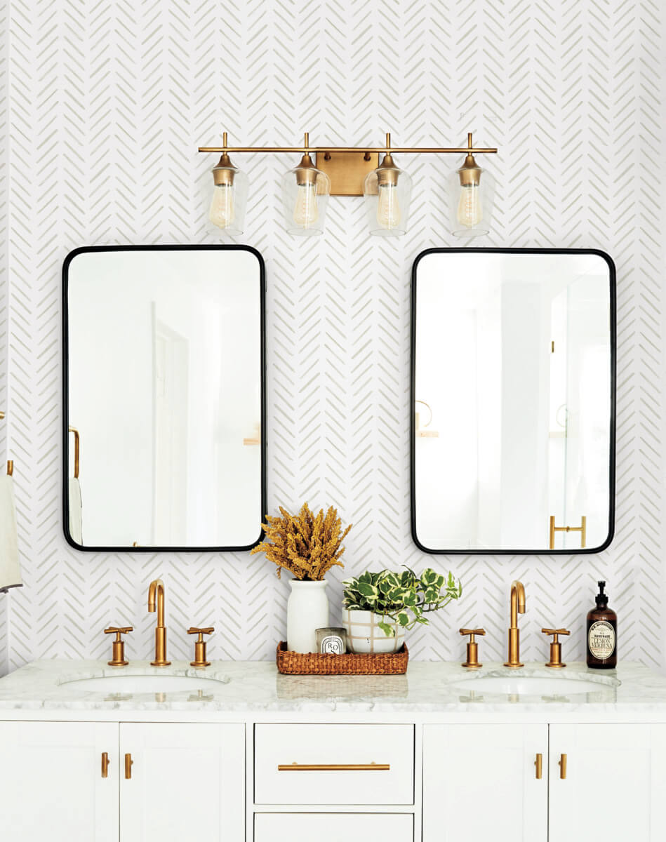 York Watercolor Botanicals Painted Herringbone Peel & Stick Wallpaper Sample - Sand