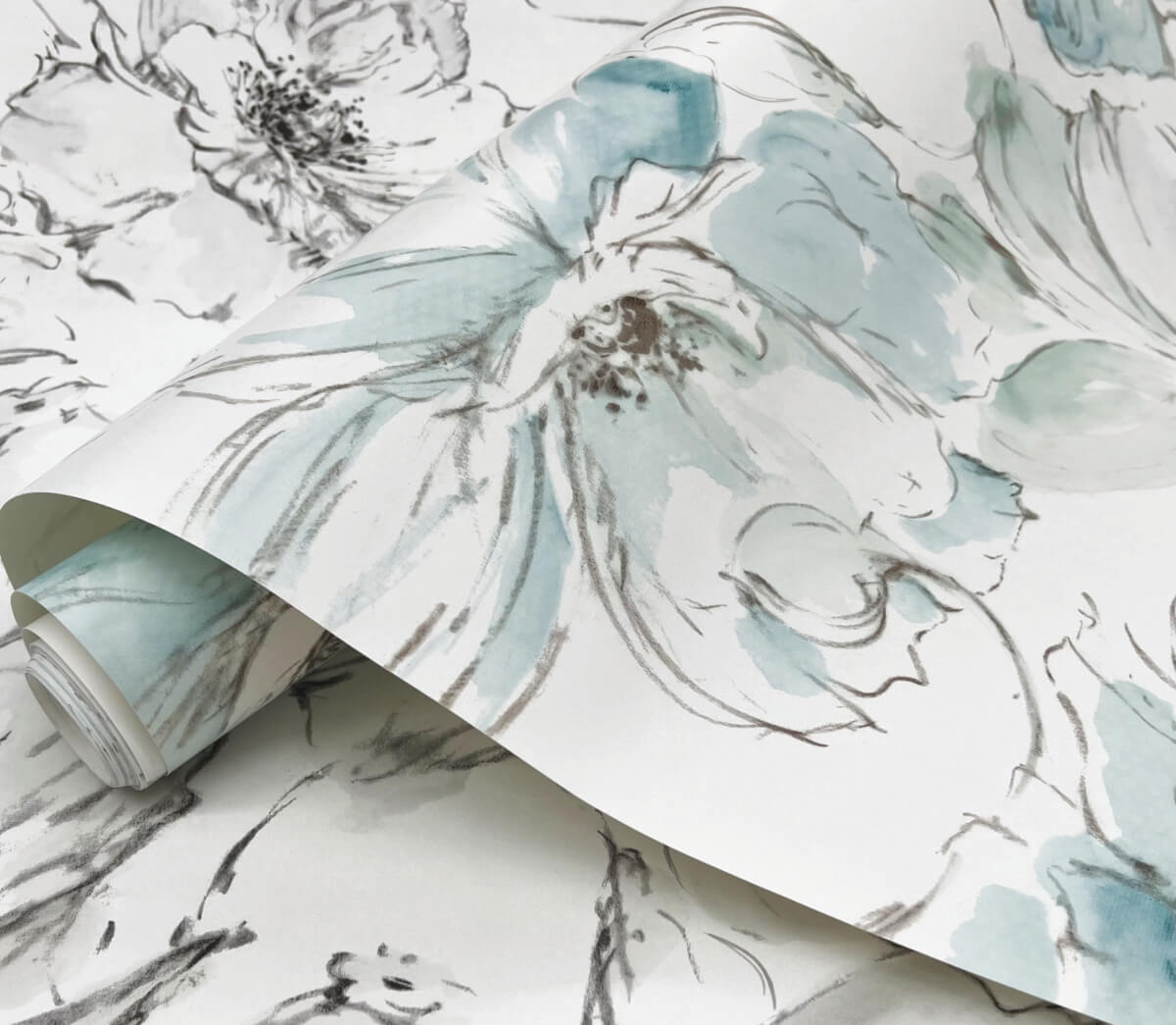 York Watercolor Botanicals Floral Dreams Peel & Stick Wallpaper Sample - Grey