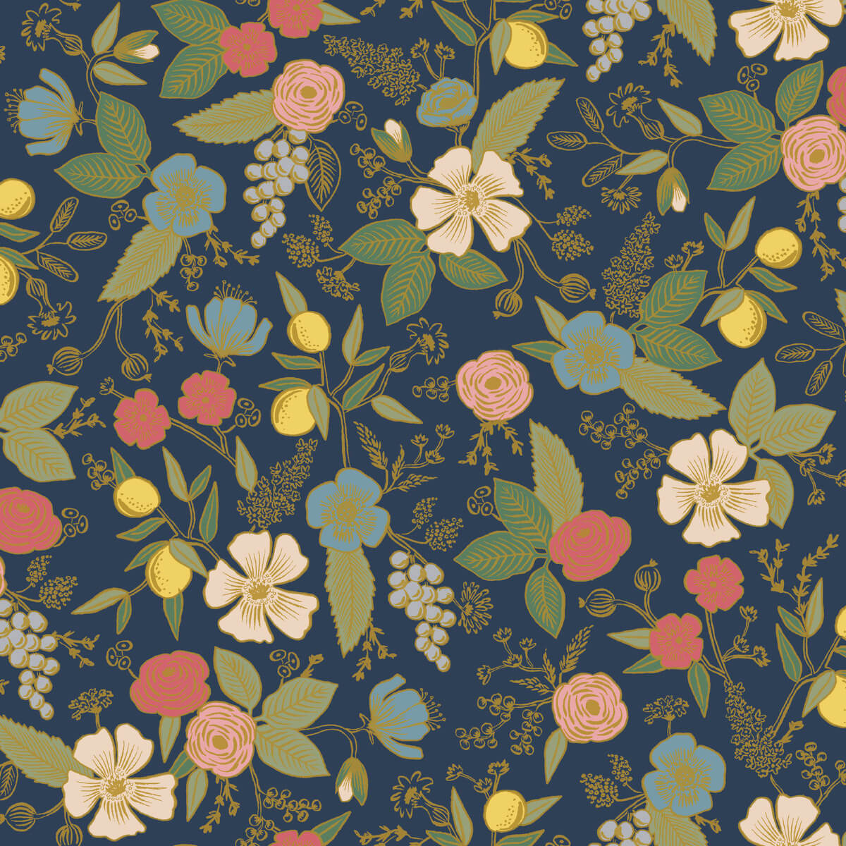 Rifle Paper Co. Colette Peel & Stick Wallpaper Sample - Navy