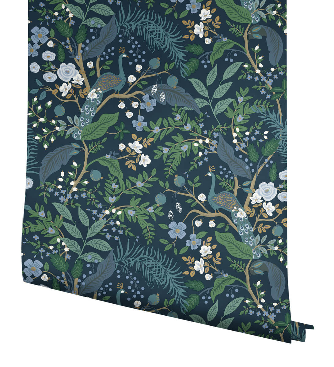 Rifle Paper Co. Third Edition Peacock Garden Peel & Stick Wallpaper - Navy