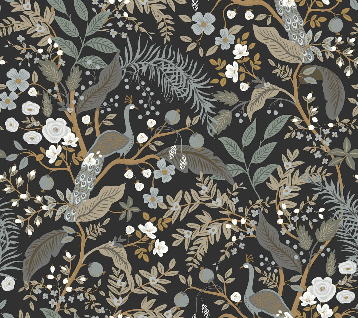 Rifle Paper Co. Peacock Garden Peel & Stick Wallpaper Sample - Black