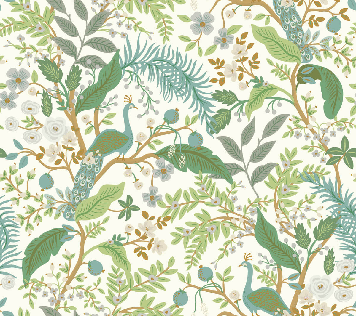 Rifle Paper Co. Peacock Garden Peel & Stick Wallpaper Sample - Green