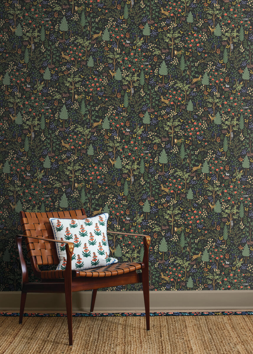 Rifle Paper Co. Third Edition Woodland Peel & Stick Wallpaper - Black