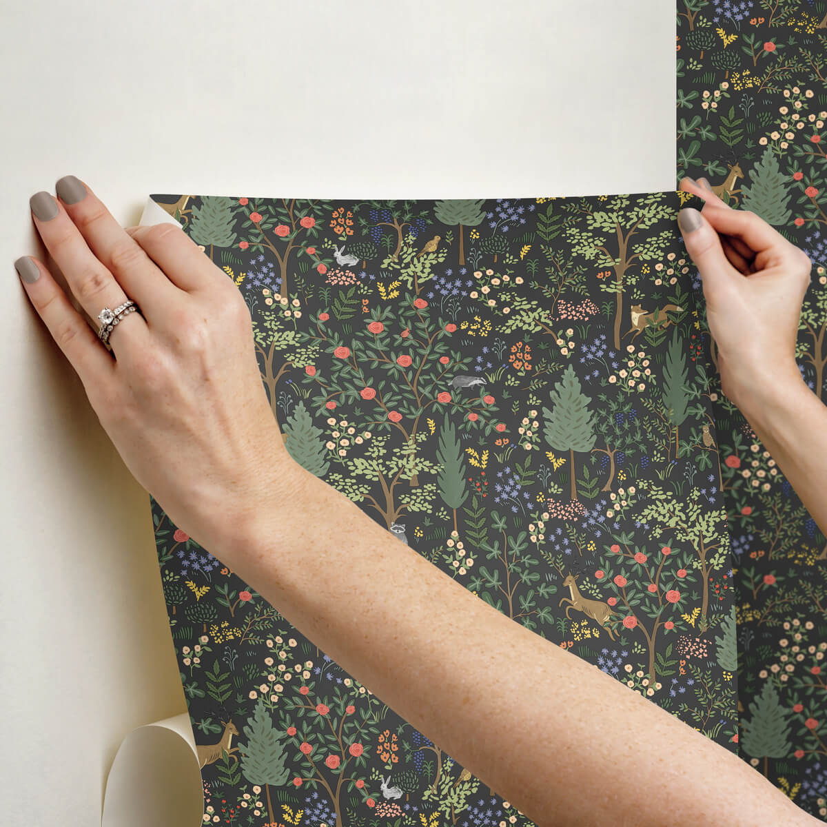 Rifle Paper Co. Third Edition Woodland Peel & Stick Wallpaper - Black