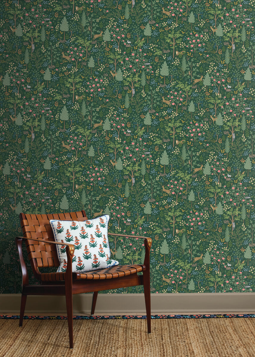 Rifle Paper Co. Woodland Peel & Stick Wallpaper Sample - Emerald