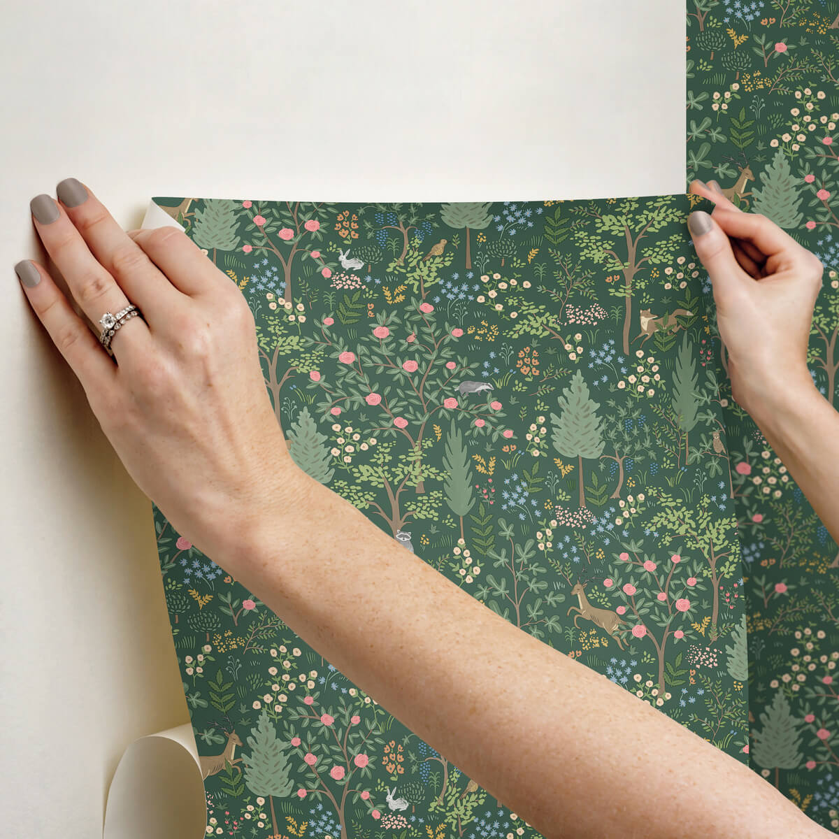 Rifle Paper Co. Woodland Peel & Stick Wallpaper Sample - Emerald