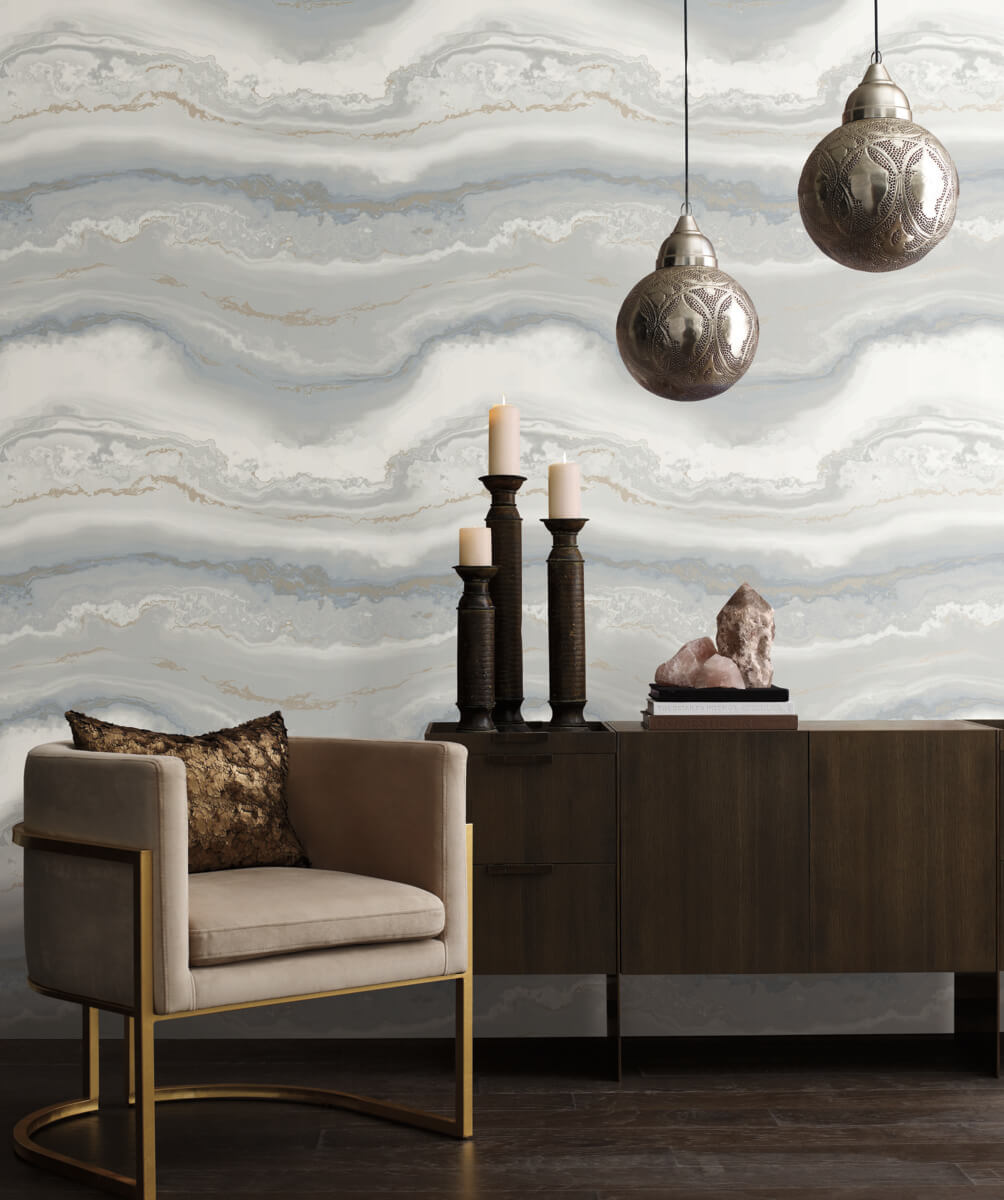 Aviva Stanoff Shifting Sands Peel & Stick Wallpaper - Slate Blue