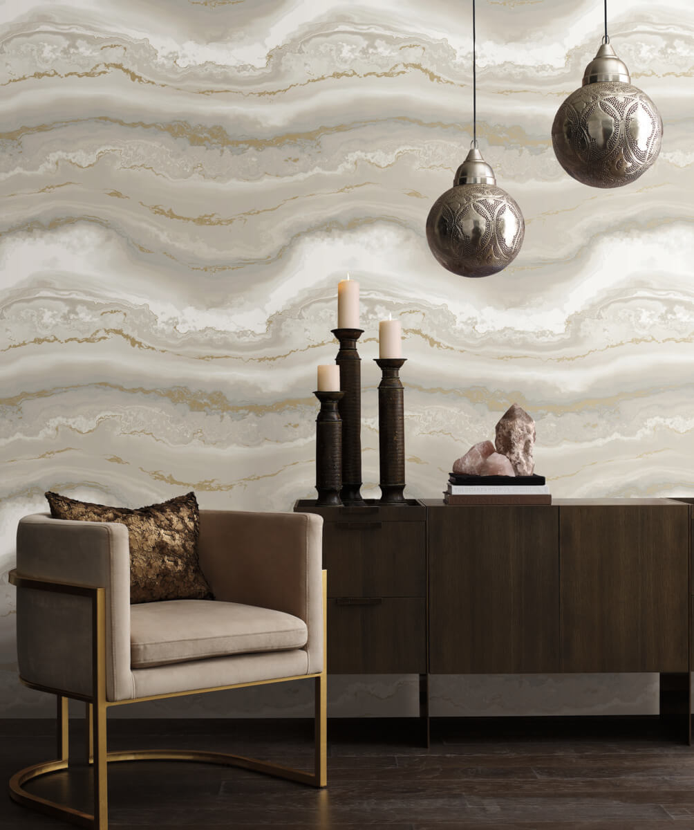 Aviva Stanoff Shifting Sands Peel & Stick Wallpaper Sample - Beige