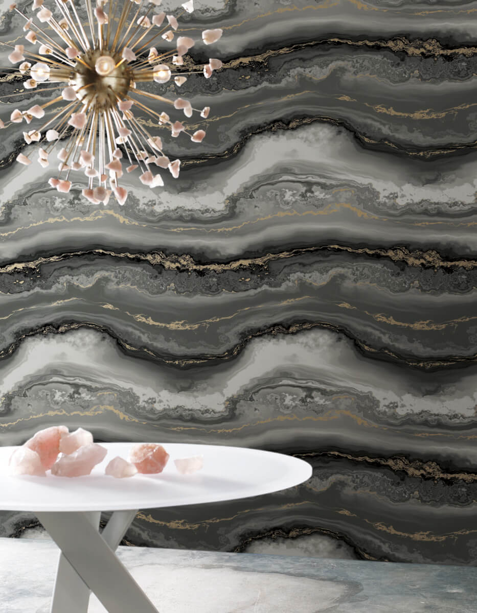 Aviva Stanoff Shifting Sands Peel & Stick Wallpaper Sample - Onyx