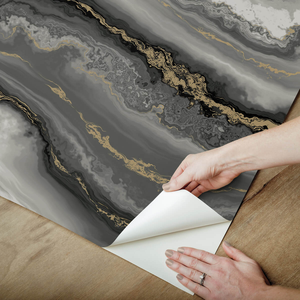 Aviva Stanoff Shifting Sands Peel & Stick Wallpaper Sample - Onyx