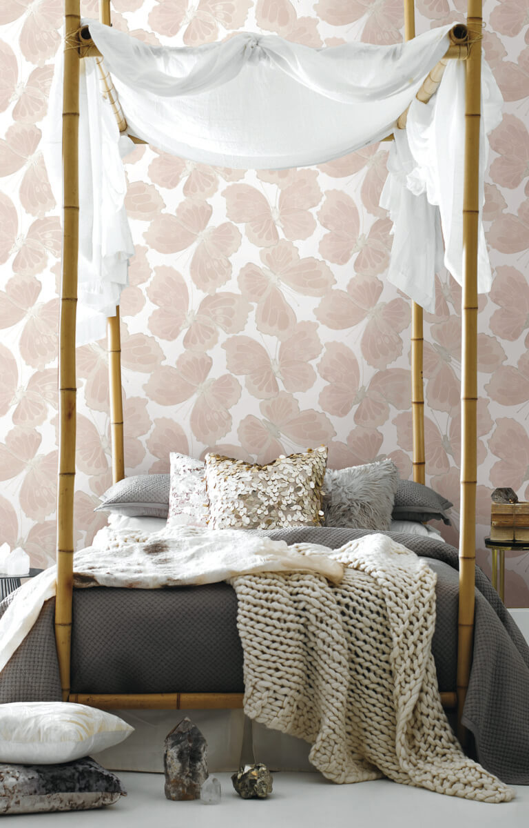 Aviva Stanoff Monarch Peel & Stick Wallpaper Sample - Pink