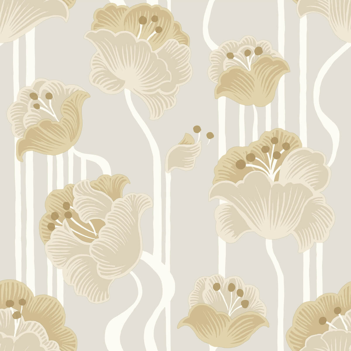 Mirth Studios Shirley Deco Floral Peel & Stick Wallpaper Sample - Neutral