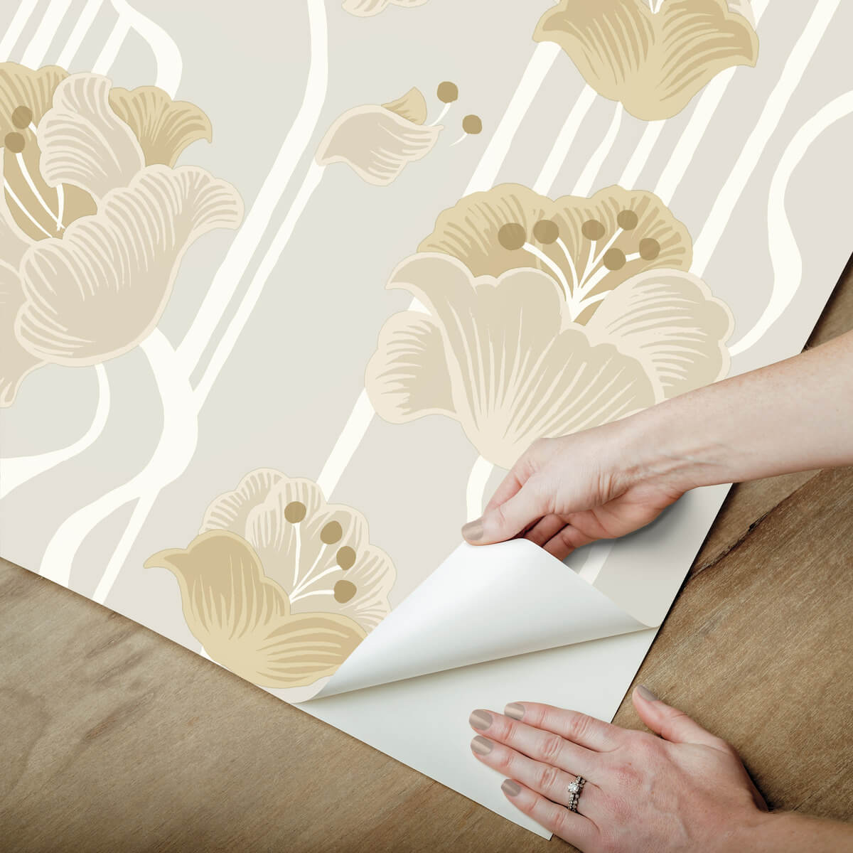 Mirth Studios Shirley Deco Floral Peel & Stick Wallpaper Sample - Neutral