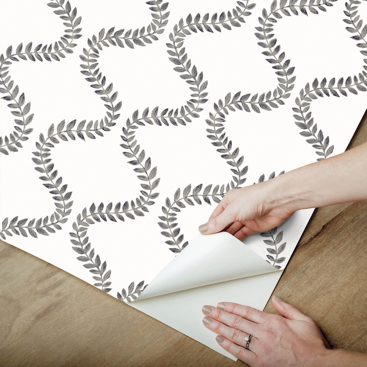 Mirth Studios Florentine Vine Trellis Peel & Stick Wallpaper Sample - Soft Black