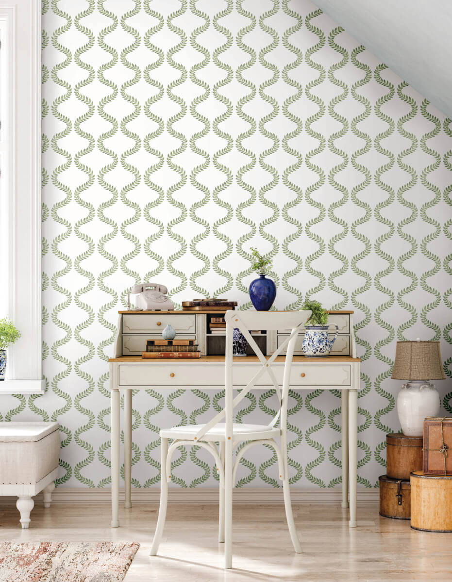 Mirth Studios Florentine Vine Trellis Peel & Stick Wallpaper Sample - Green