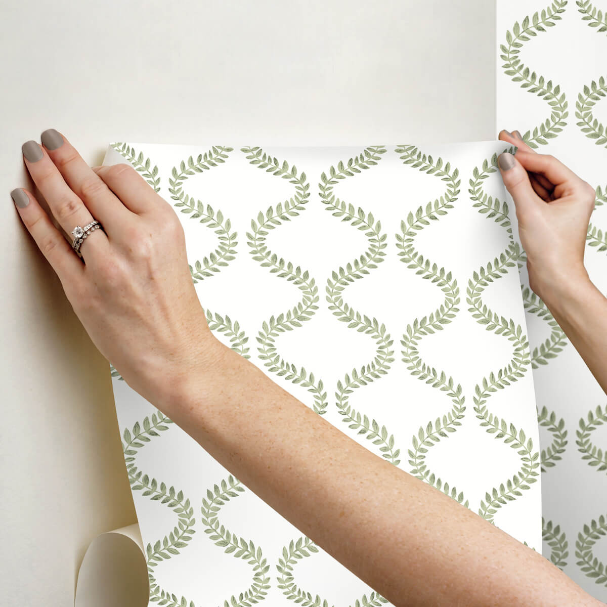 Mirth Studios Florentine Vine Trellis Peel & Stick Wallpaper Sample - Green