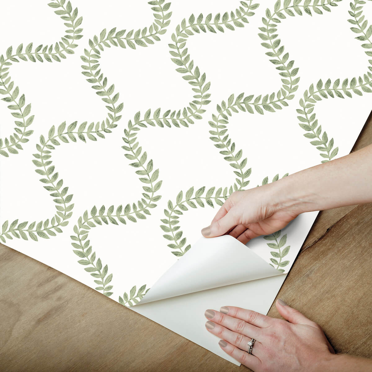 Mirth Studios Florentine Vine Trellis Peel & Stick Wallpaper Sample - Green