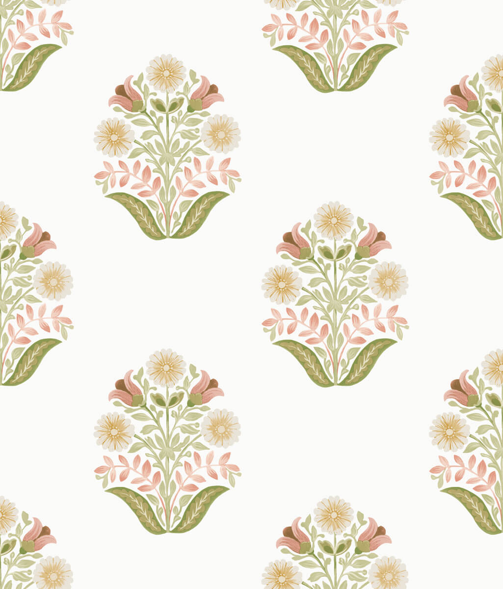Mirth Studios Sophie Floral Medallion Peel & Stick Wallpaper Sample - Pink