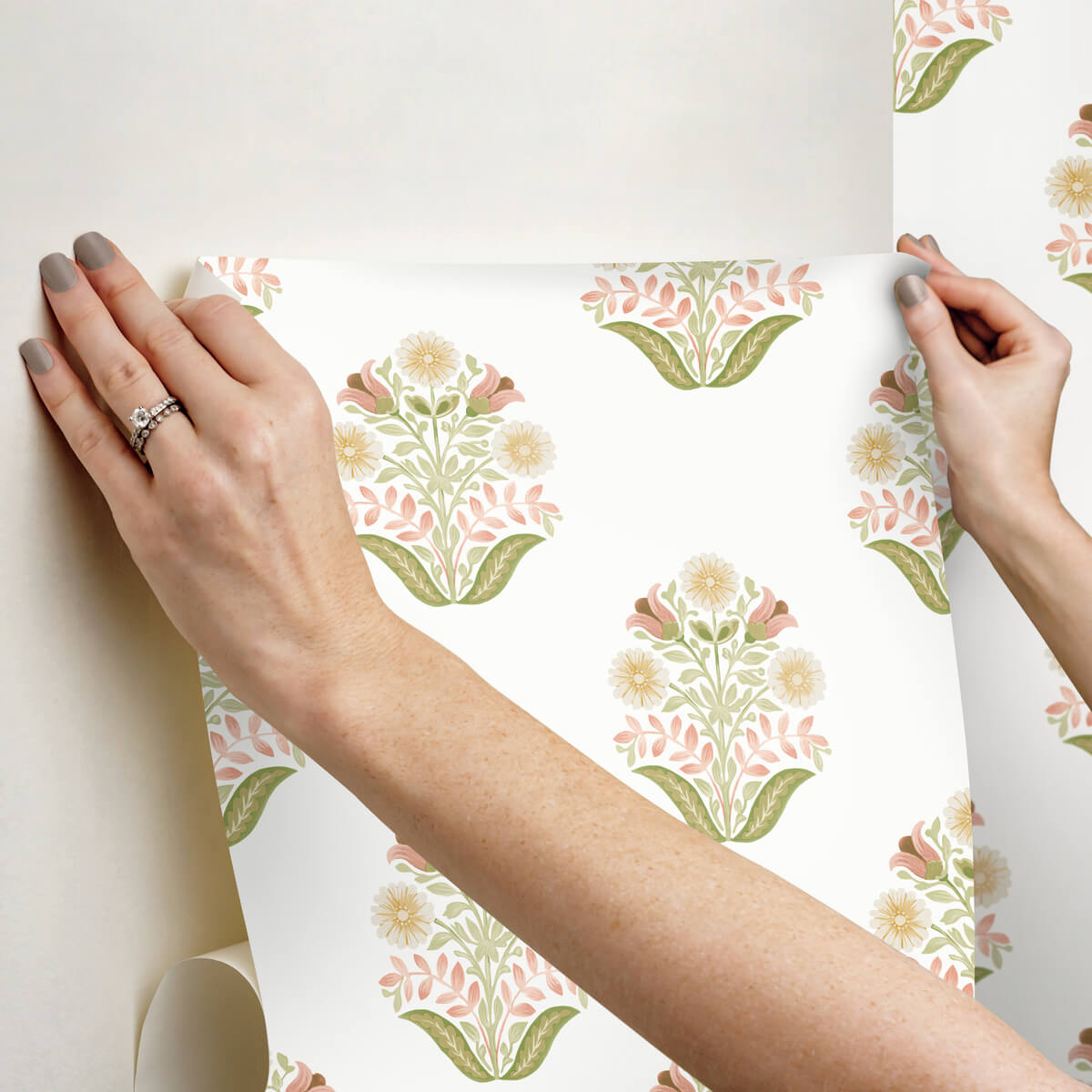 Mirth Studios Sophie Floral Medallion Peel & Stick Wallpaper Sample - Pink