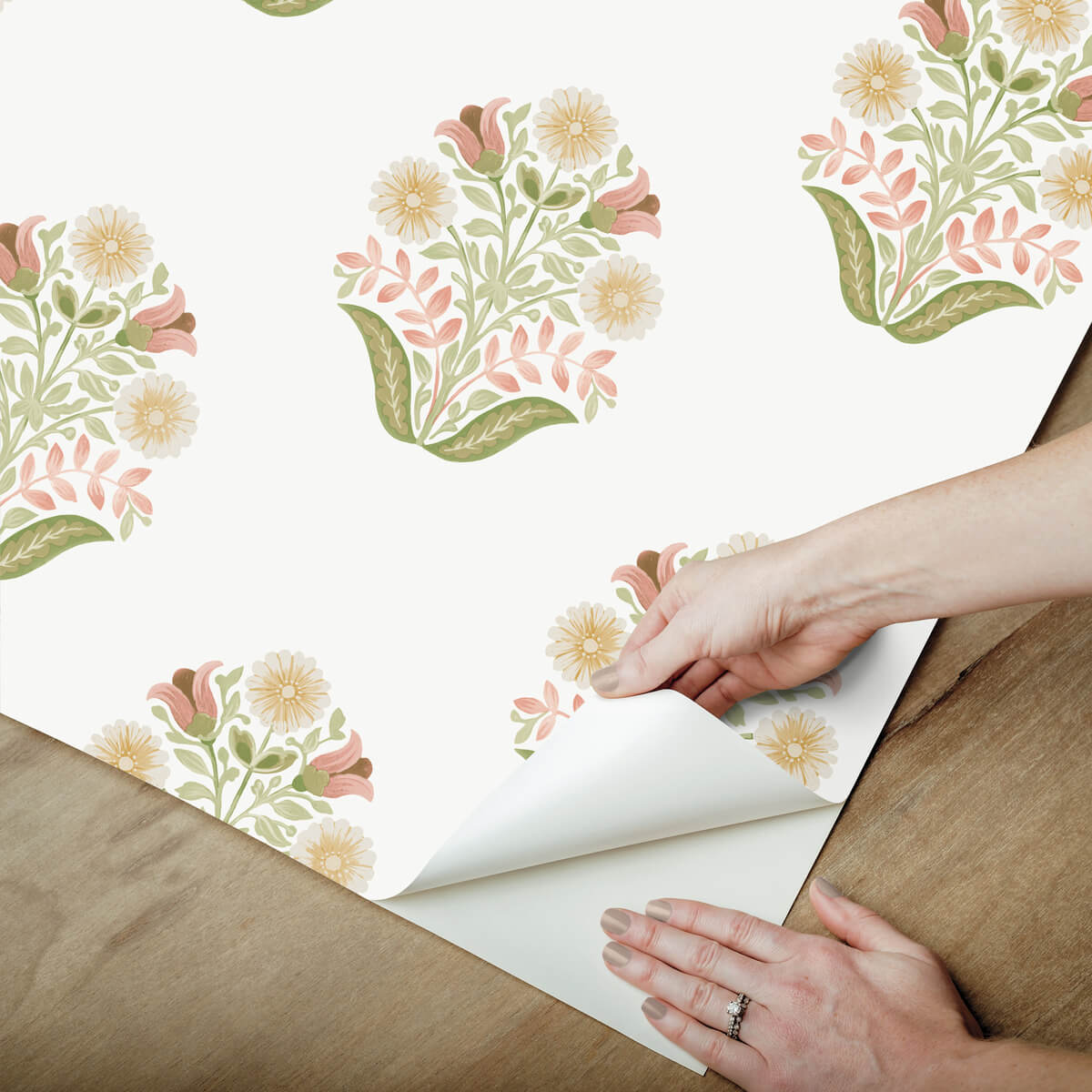 Mirth Studios Sophie Floral Medallion Peel & Stick Wallpaper Sample - Pink