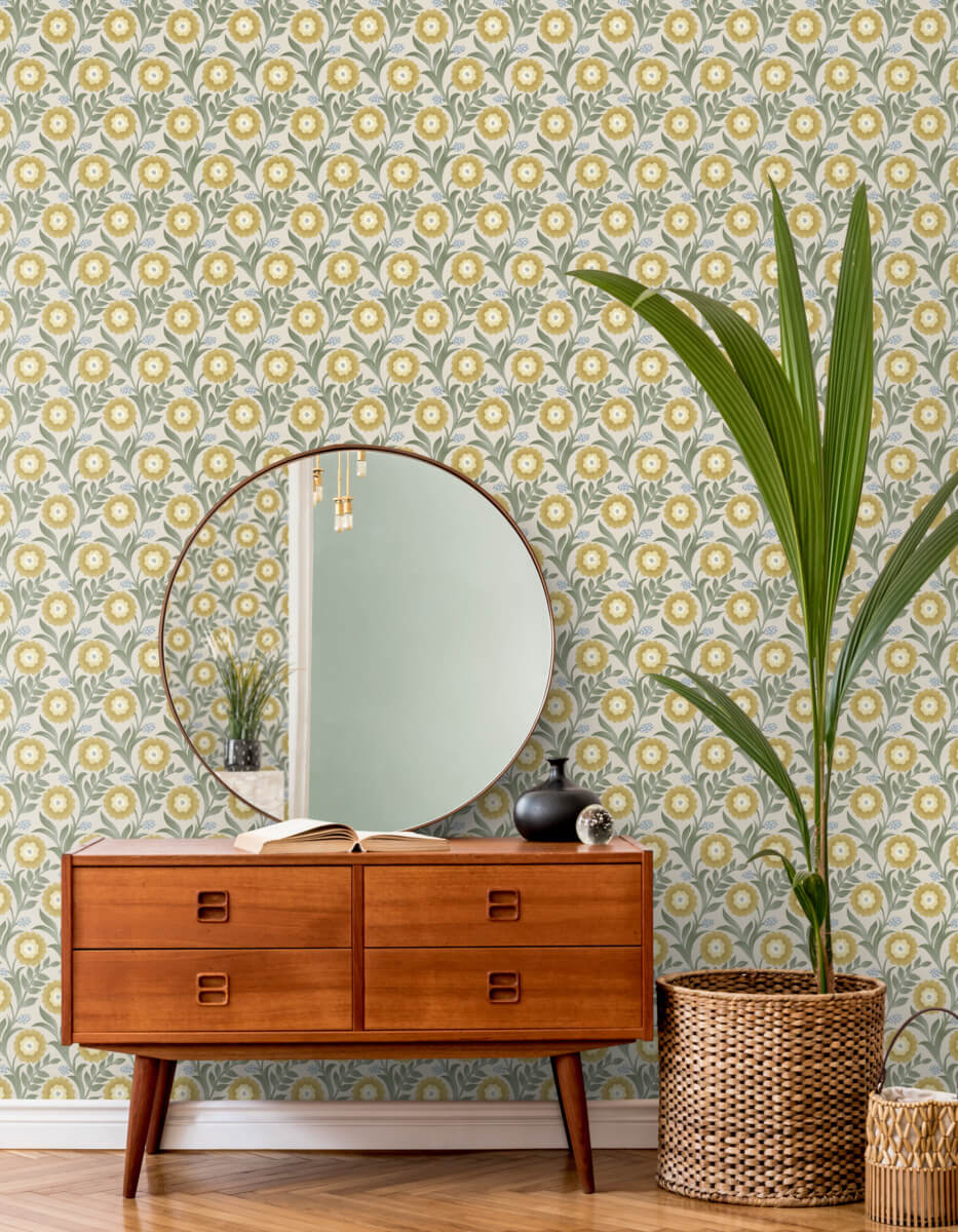 Mirth Studios Lillian Floral Vine Peel & Stick Wallpaper Sample - Sage