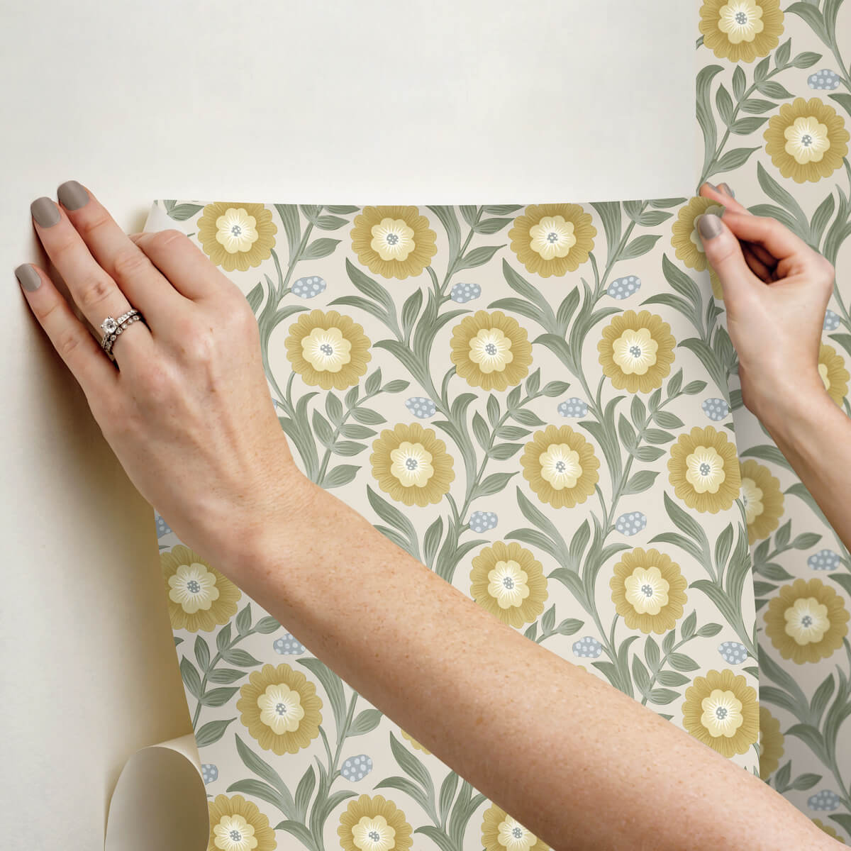 Mirth Studios Lillian Floral Vine Peel & Stick Wallpaper Sample - Sage