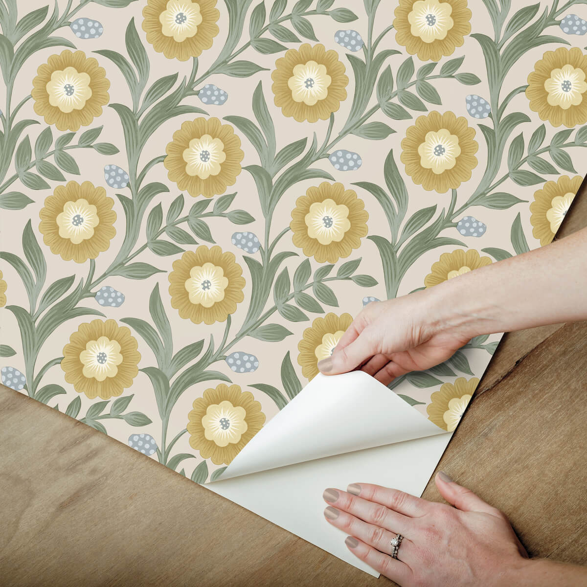 Mirth Studios Lillian Floral Vine Peel & Stick Wallpaper Sample - Sage