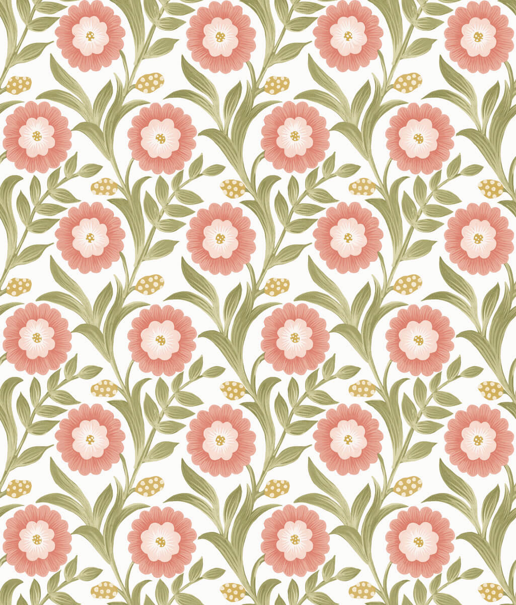 Mirth Studios Lillian Floral Vine Peel & Stick Wallpaper Sample - Pink