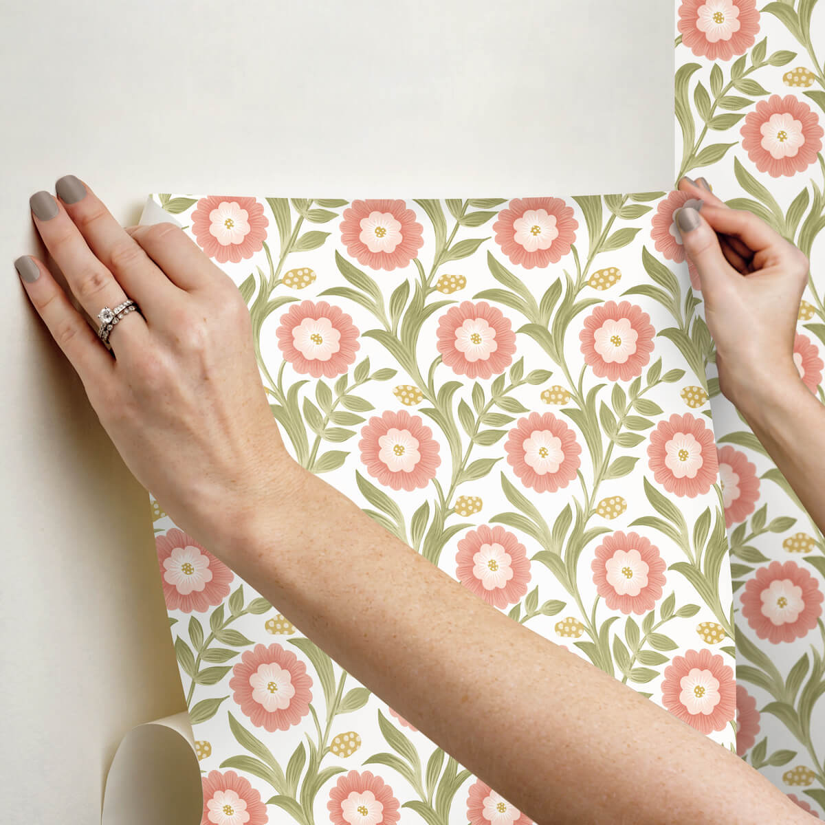 Mirth Studios Lillian Floral Vine Peel & Stick Wallpaper Sample - Pink
