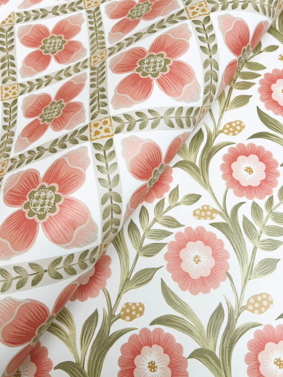 Mirth Studios Lillian Floral Vine Peel & Stick Wallpaper Sample - Pink